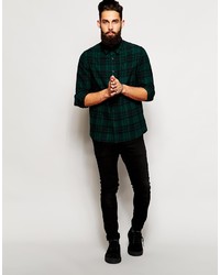 Asos Brand Shirt In Long Sleeve Shirt With Brushed Mid Scale Check