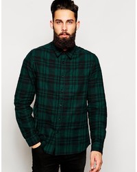 Asos Brand Shirt In Long Sleeve Shirt With Brushed Mid Scale Check