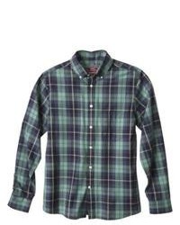 Samwon Trading Inc. Merona Long Sleeve Tailored Fit Twill Button Down Green Plaid Xxl