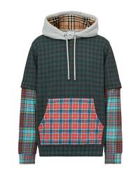 Burberry Hallows Patchwork Check Cotton Blend Hoodie