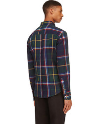Band Of Outsiders Green Blue Plaid Flannel Shirt