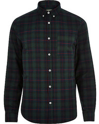 River Island Green Check Brushed Flannel Shirt