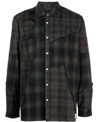 Mostly Heard Rarely Seen Plaid Check Patchwork Shirt