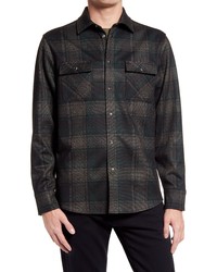 KARL LAGERFELD PARIS Plaid Snap Up Shirt In Olive At Nordstrom