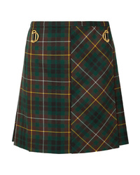 Dark Green Plaid Mini Skirt