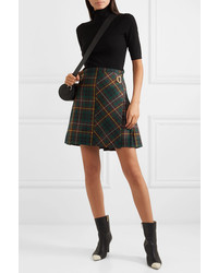 Burberry Pleated Tartan Wool Mini Skirt