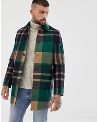 ASOS DESIGN Faux Wool Trench Coat In Green Check