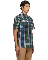 Burberry Green Poplin Check Short Sleeve Shirt
