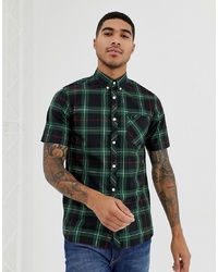 Fred Perry Short Sleeve Check Shirt In Green