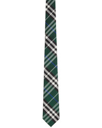 Burberry Green Silk Check Modern Cut Tie