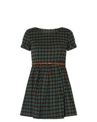 Exclusives New Look Mela Green Check Belted Skater Dress