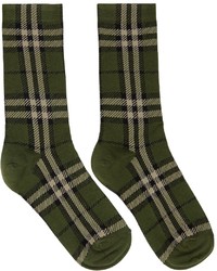 Dark Green Plaid Socks