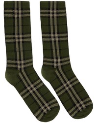 Burberry Green Intarsia Check High Socks