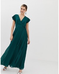 ASOS DESIGN Pleated Maxi Dress With Flutter Sleeve