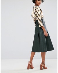 Asos Leather Look Midi Skirt With Belt