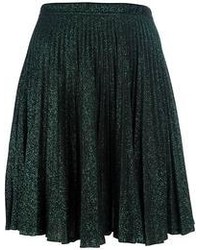 Dark Green Pleated Midi Skirt