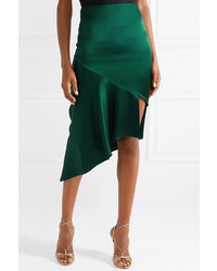 Cushnie Asymmetric Silk Satin Midi Skirt