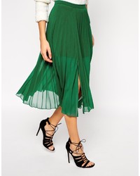 Asos Collection Pleated Midi Skirt With Splits