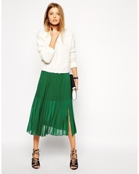 Asos Collection Pleated Midi Skirt With Splits