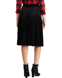 Chaps Metallic Faux Suede Pleated Midi Skirt