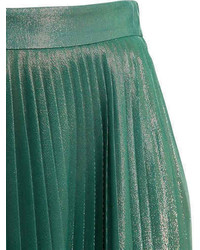 Gucci Plisse Silk Voile Lam Midi Skirt