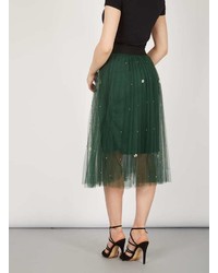 Tenki Green Bead Net Midi Skirt