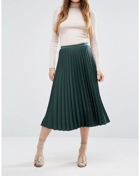 Miss Selfridge Satin Crepe Pleated Midi Skirt