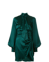 Dark Green Pleated Shift Dress