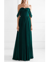 Jason Wu Collection Off The Shoulder Pleated Silk Chiffon Gown