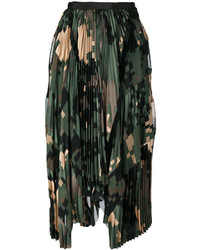 Sacai Asymmetric Pixel Camouflage Pleated Skirt