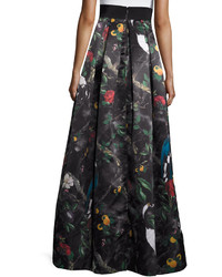 Alice + Olivia Pleated Floral Ball Skirt Charmed Forest