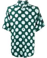 Dark Green Polka Dot Short Sleeve Shirt
