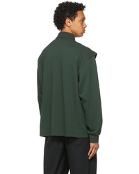 Feng Chen Wang Green Double Collar Long Sleeve Polo