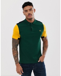 Fred Perry Colour Block Polo In Green