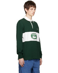 Lacoste Green Contrast Collar Rugby Polo