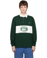 Lacoste Green Contrast Collar Rugby Polo