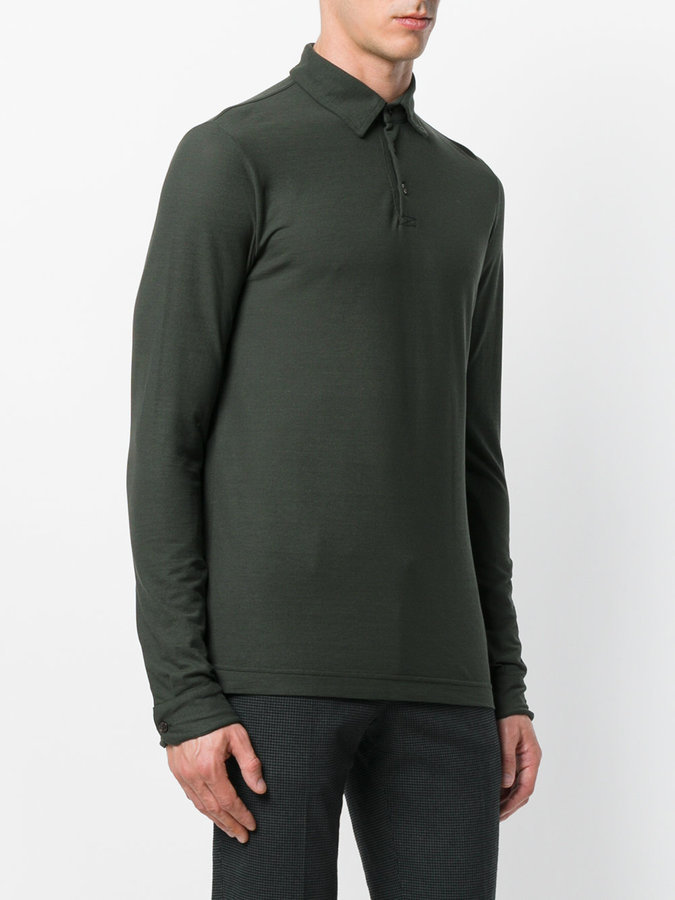 Zanone Long Sleeve Polo Shirt, $181 | farfetch.com | Lookastic