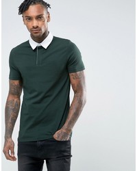 Asos Muscle Rugby Polo Shirt In Bottle Green
