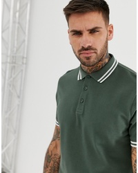 ASOS DESIGN Pique Polo Shirt With Tipping In Khaki