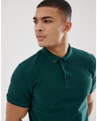 ASOS DESIGN Polo In Pique With Collar In Green