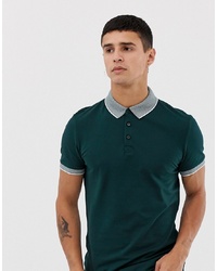 New Look Polo With Jacquard Collar In Teal