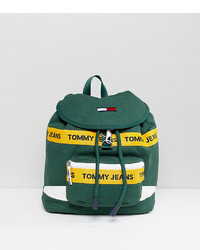 Tommy Jeans Heritage Backpack In Canvas In Dark Green