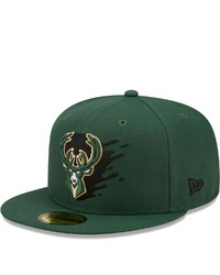 New Era Green Milwaukee Bucks Splatter 59fifty Fitted Hat At Nordstrom