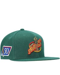 Mitchell & Ness Green Seattle Supersonics 50th Anniversary Logo Snapback Hat