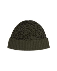 Good Man Brand Animal Print Recycled Cashmere Beanie In Army Charcoal At Nordstrom