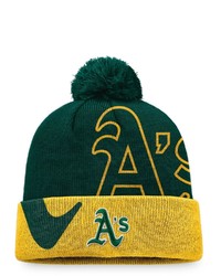 FANATICS Branded Greengold Oakland Athletics Block Party Cuffed Knit Hat With Pom At Nordstrom