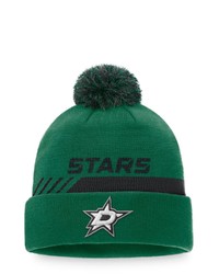 FANATICS Branded Kelly Greenblack Dallas Stars Authentic Pro Team Locker Room Cuffed Knit Hat With Pom At Nordstrom
