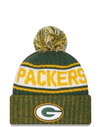 New Era Green Green Bay Packers Marl Cuffed Knit Hat With Pom At Nordstrom