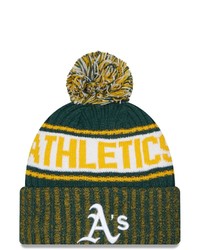 New Era Green Oakland Athletics Marl Cuffed Knit Hat With Pom At Nordstrom