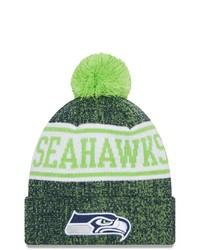 New Era Neon Greencollege Navy Seattle Seahawks Banner Cuffed Knit Hat With Pom At Nordstrom